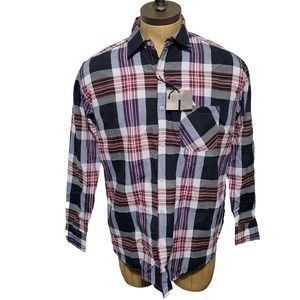 NWT Living Concepts Shirt Mens L Plaid Long Sleeve Button Up Academia Sh…